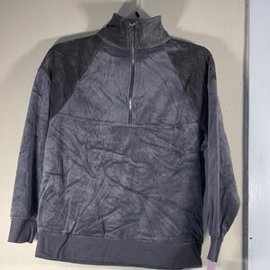 Wild Fable Velour Pullover Women's Quarter Zip Tunic Sweatshirt Gray